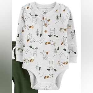 Carter's woodland animals thermal bodysuit